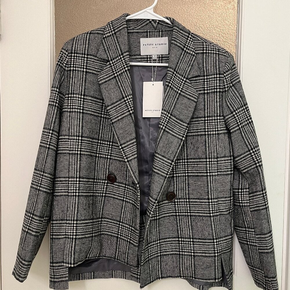 New Petite Studio NYC Plaid "Jane" Blazer - Size XS